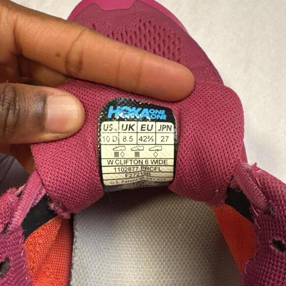 HOKA women’s Clifton 6 Wide - Ultra Magenta/Fusion Coral size 10 - Picture 8 of 8